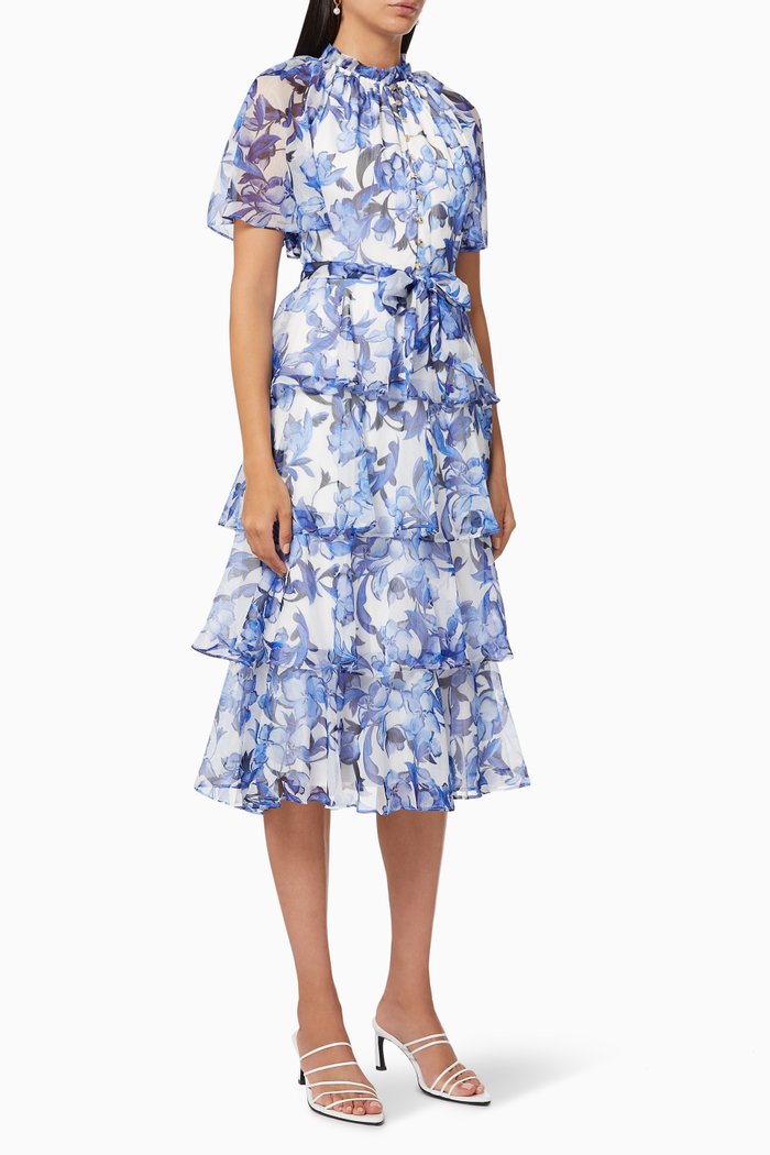 

Starter Midi Dress in Crinkled Georgette, Blue