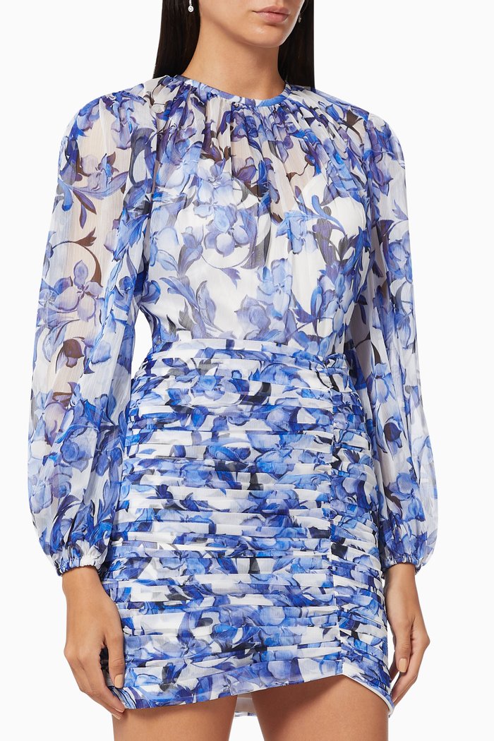 

Starter Mini Dress in Crinkled Georgette, Blue