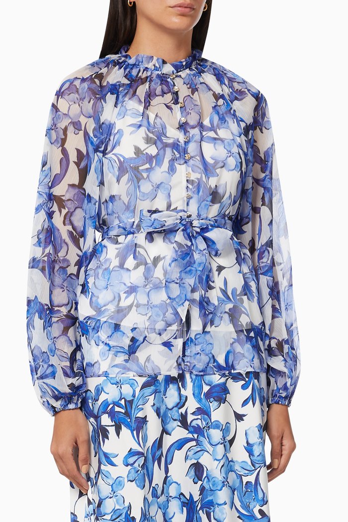 

Starter Blouse in Crinkled Georgette, Blue