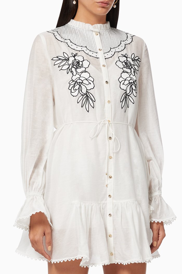 

Delta Mini Dress in Linen Blend, White