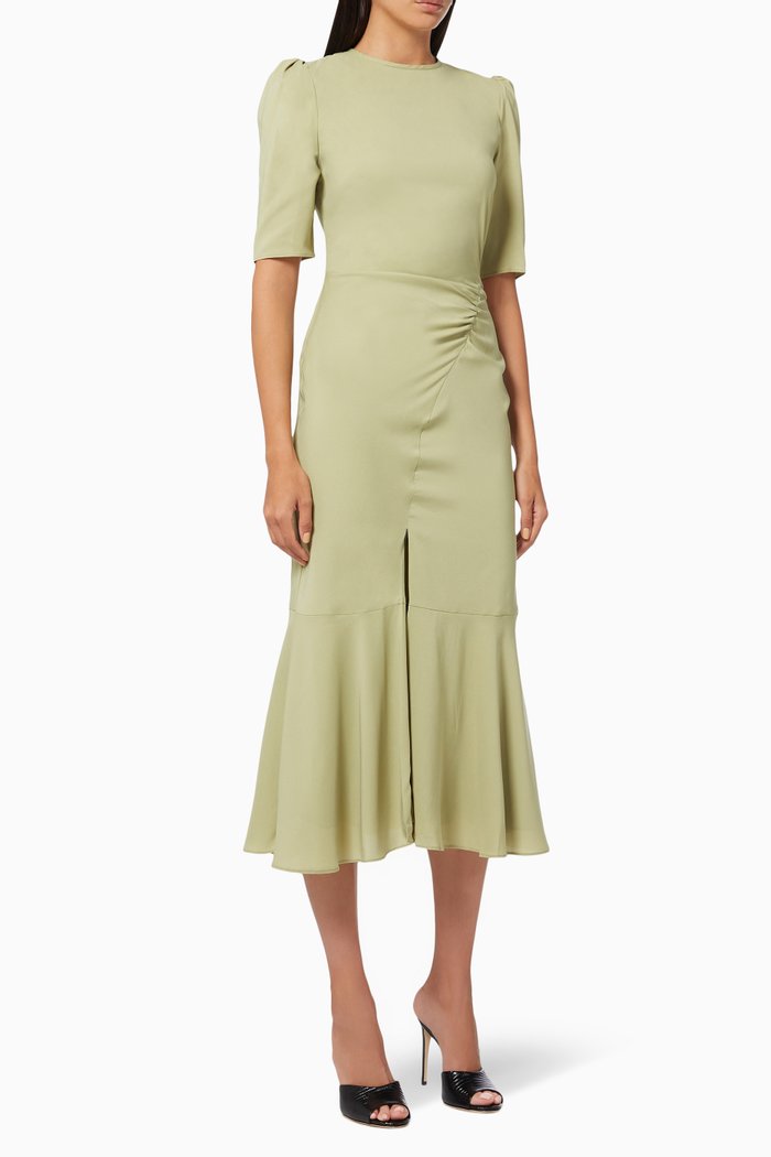 

Ruins Midi Dress in Crepe, Green