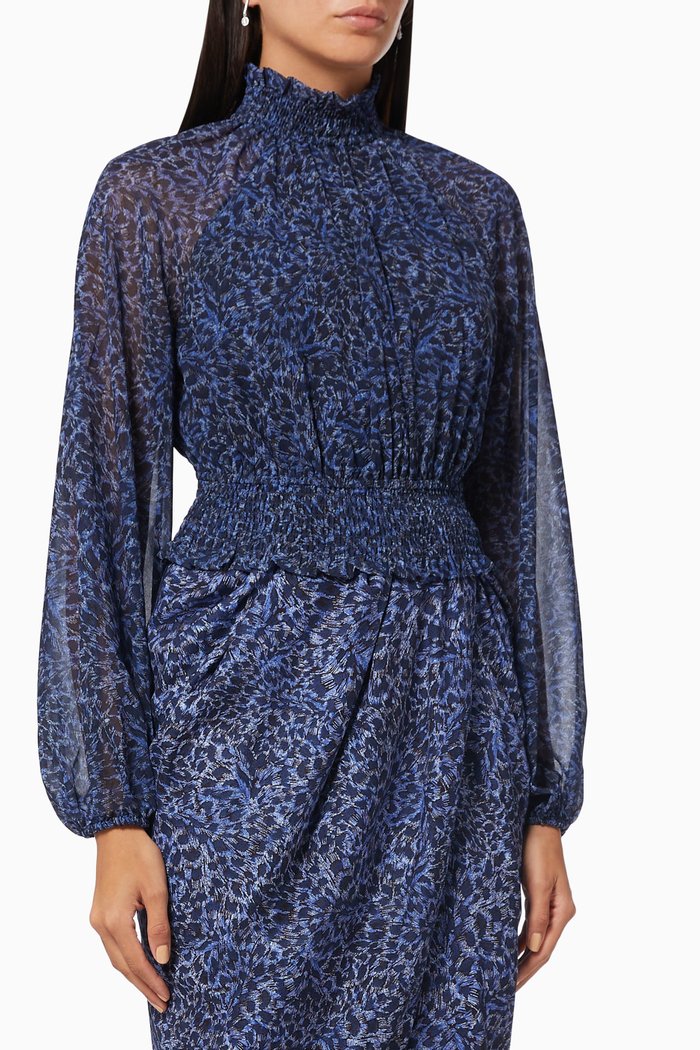 

Ruins Top in Georgette, Blue