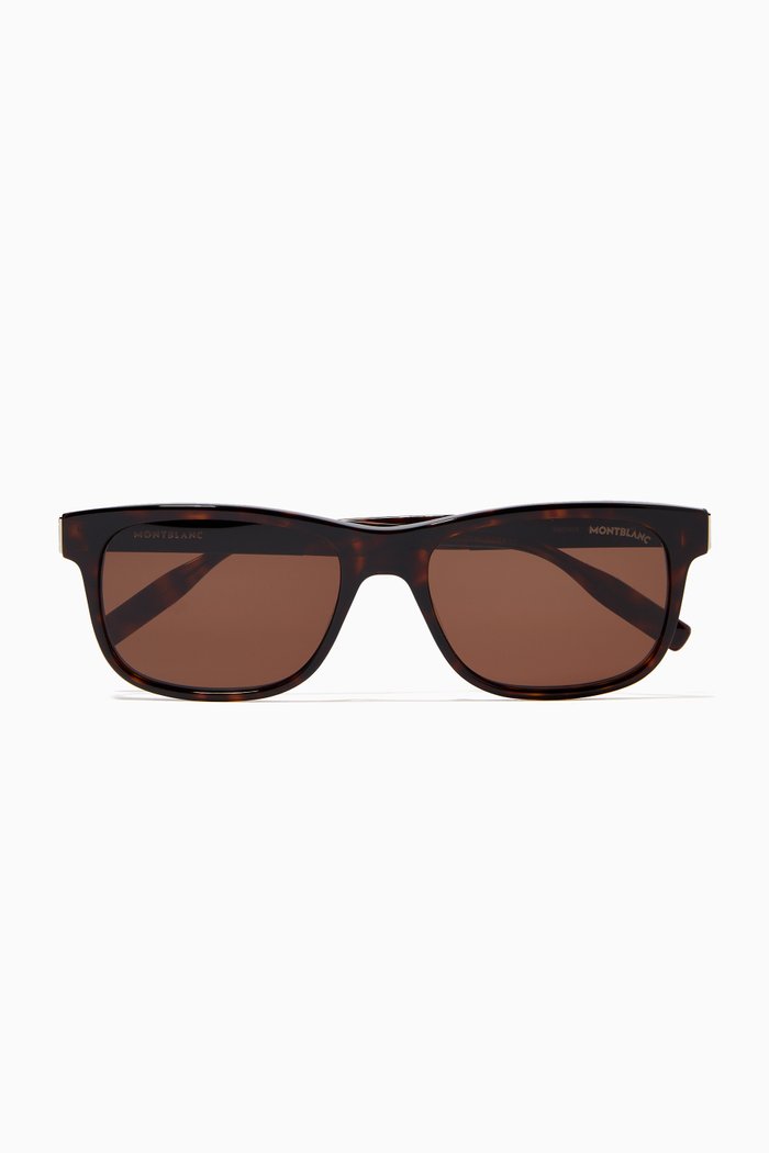 Square Frame Sunglasses in Tortoiseshell Acetate, Brown