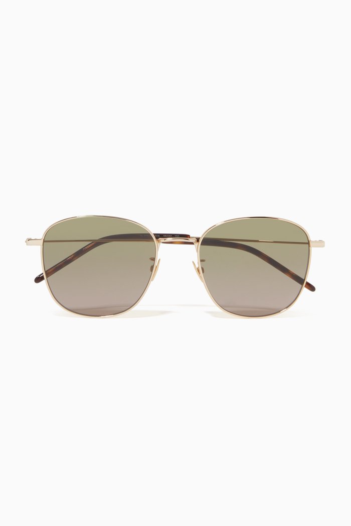 

Square Frame Sunglasses in Metal, Gold