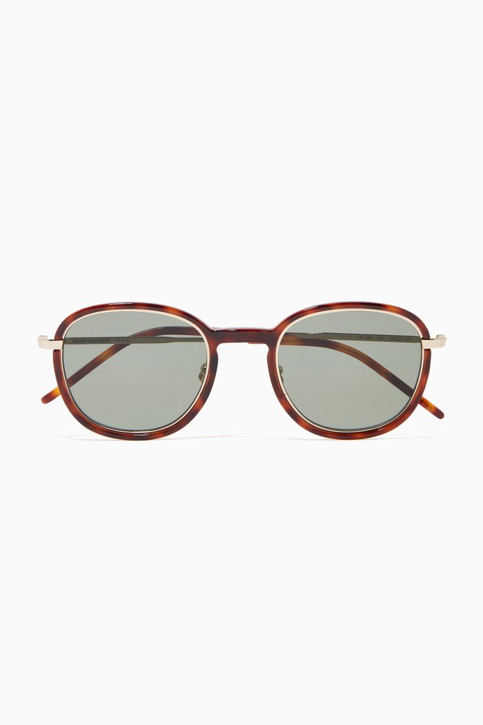 Round Sunglasses in Tortoiseshell Acetate & Metal, Brown