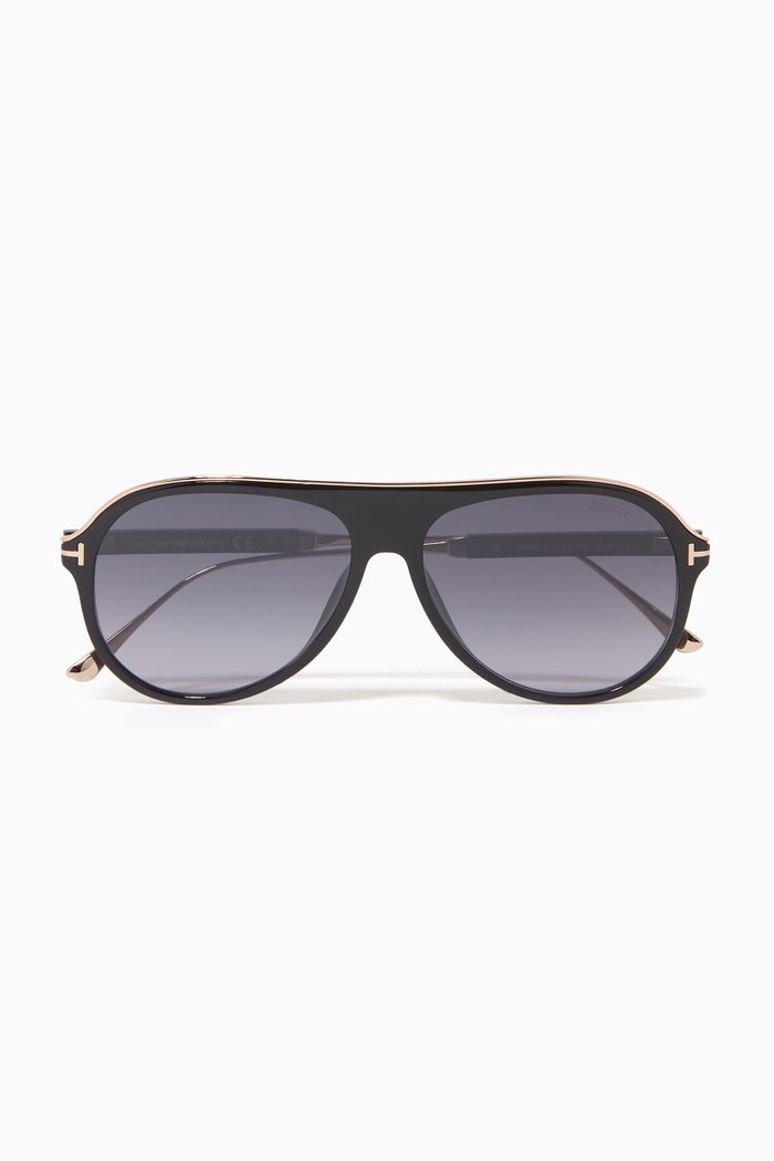 

Aviator Sunglasses in Acetate & Metal, Black