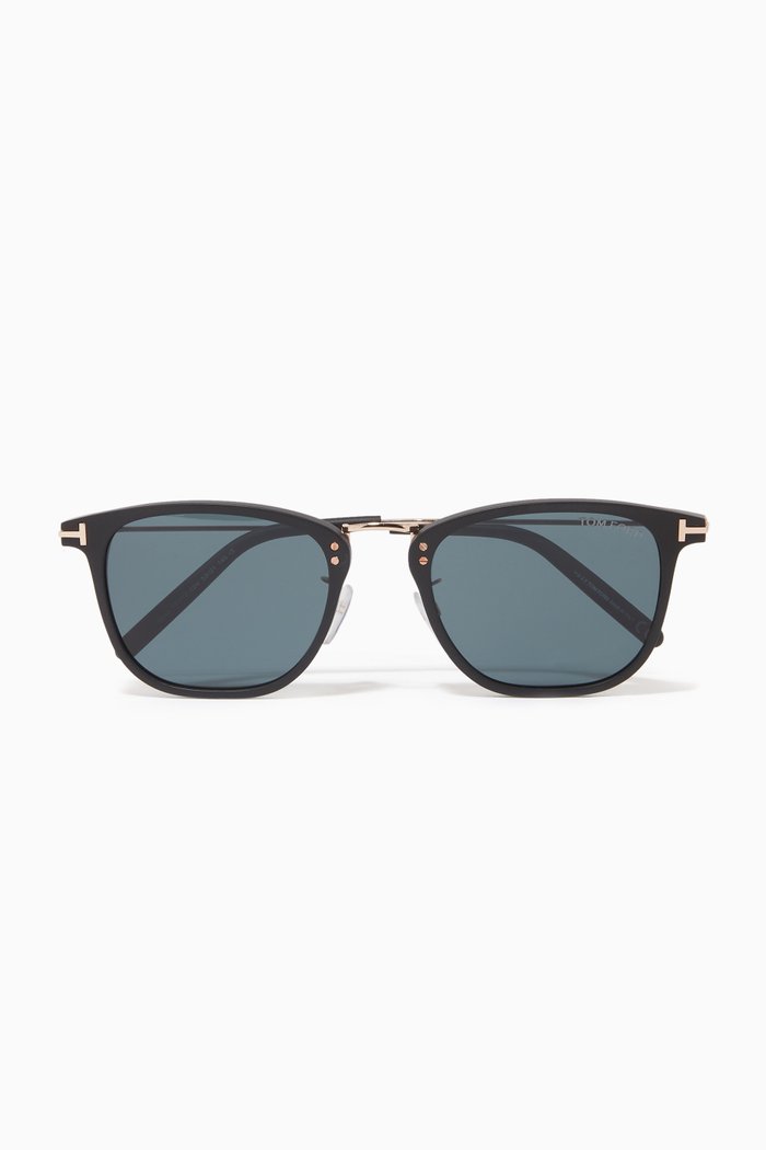 

D Frame Sunglasses in Matte Acetate & Metal, Black