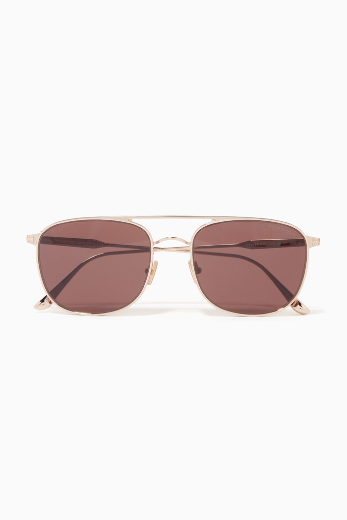 

D Frame Sunglasses in Metal, Gold