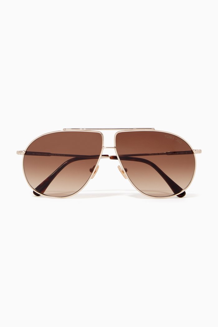 

Riley Aviator Sunglasses in Metal, Gold