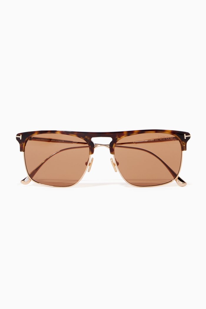 

Lee D-Frame Sunglasses in Metal & Acetate, Brown