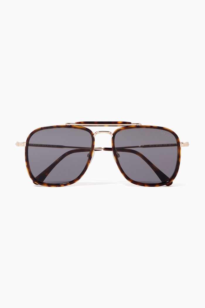 

Huck Aviator Sunglasses in Acetate & Metal, Brown
