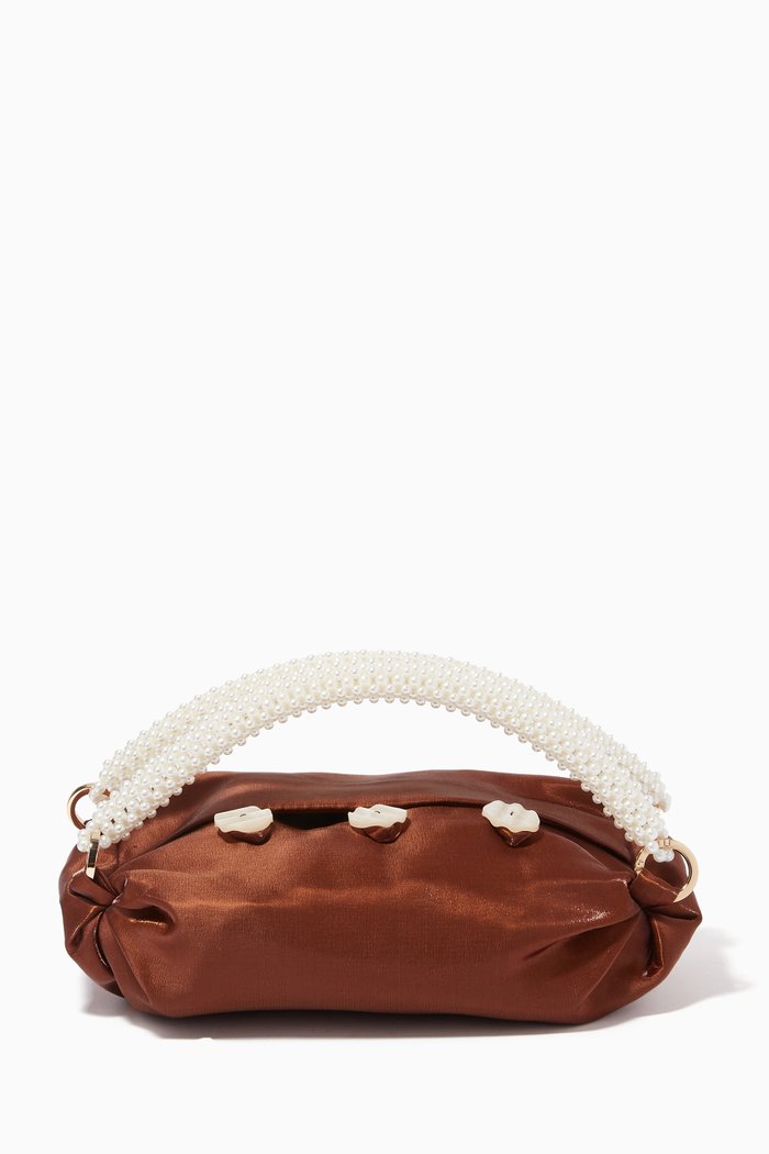 

Small Nino Tote Bag in Silk Satin, Brown