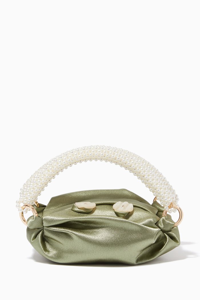

Tiny Nino Tote Bag in Silk Satin, Green