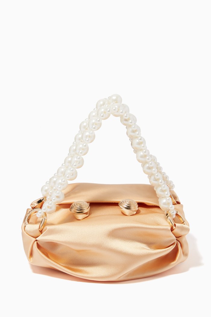 

Tiny Nino Tote Bag in Silk Satin, Gold