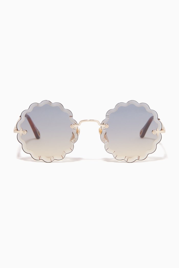 Rosie Round Sunglasses in Metal, Gold