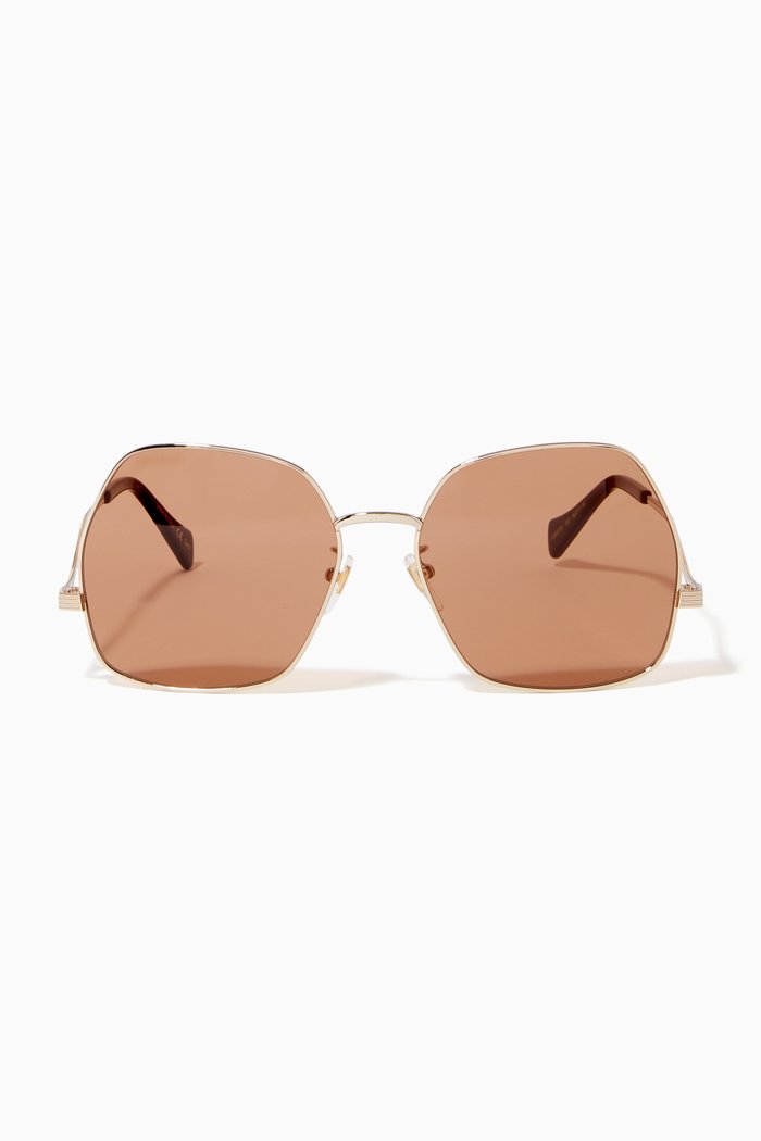 

Geometrical-frame Sunglasses in Metal, Gold