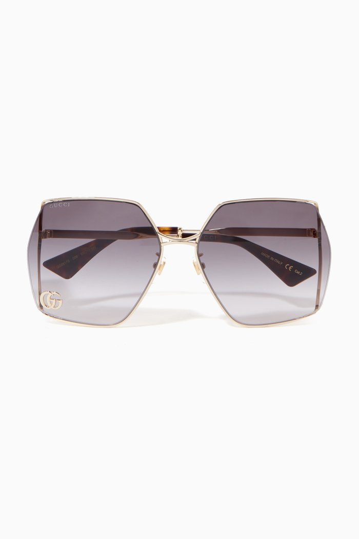 

Oversized Square Sunglasses in Metal, Gold