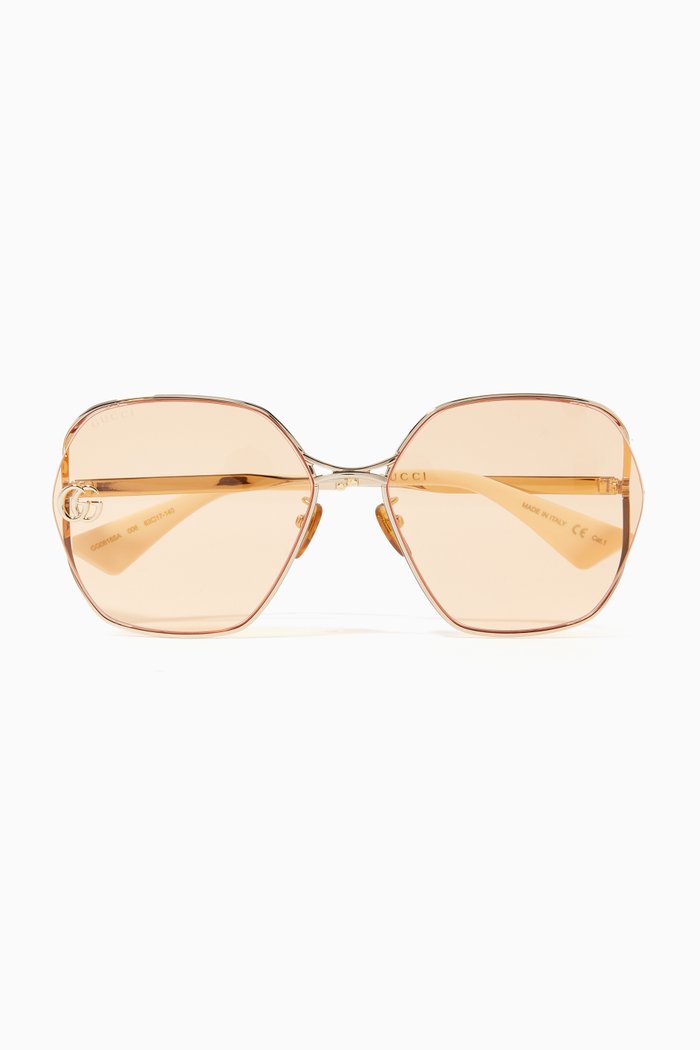 

Oversized Round Sunglasses in Metal, Gold