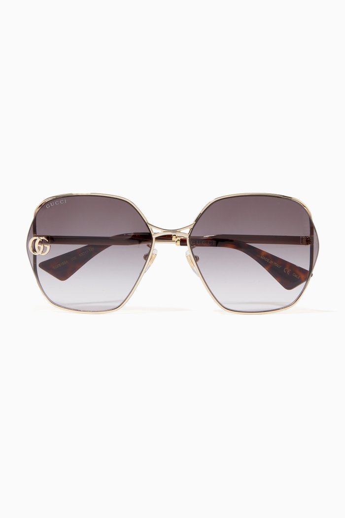 

Oversized Round Sunglasses in Metal, Gold