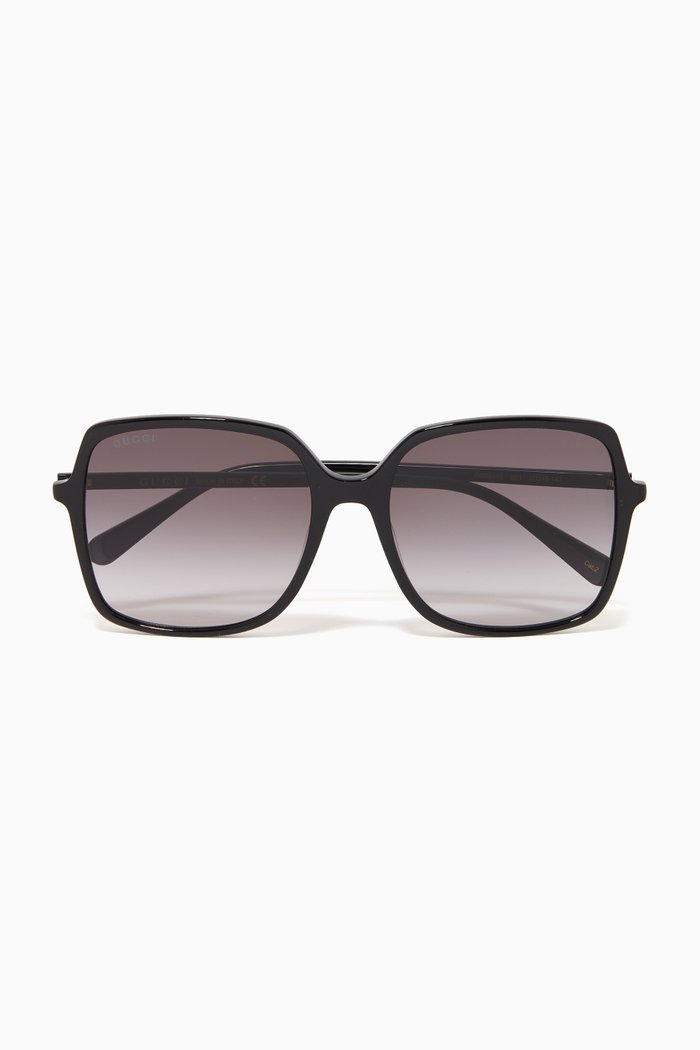 Square Acetate Sunglasses, Black