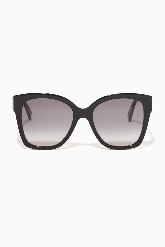 

D Frame Sunglasses in Acetate, Black