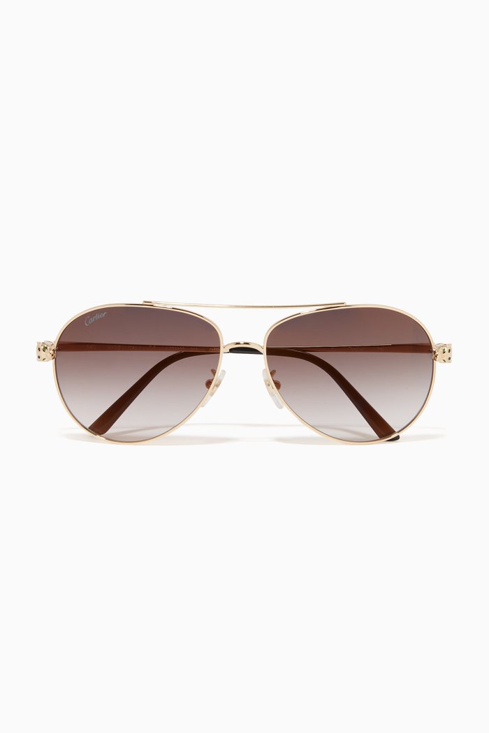 

Panthère de Cartier Aviator Sunglasses in Metal, Silver