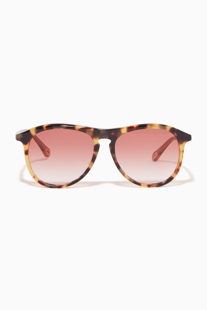 

Oversized D-frame Sunglasses in Tortoiseshell Acetate, Brown