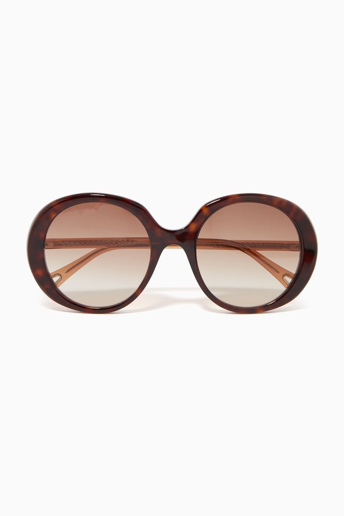 

Oversized Round Sunglasses in Tortoiseshell Acetate, Brown