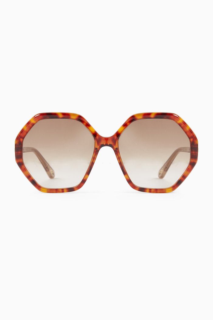 

Oversized Round Frame Sunglasses in Acetate, Brown