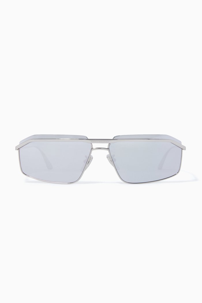 Rectangle Sunglasses in Metal, Silver