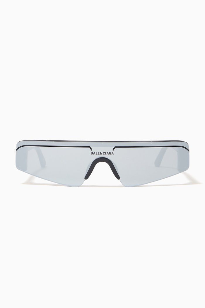 

Mirror Sheild Sunglasses in Acetate, Black