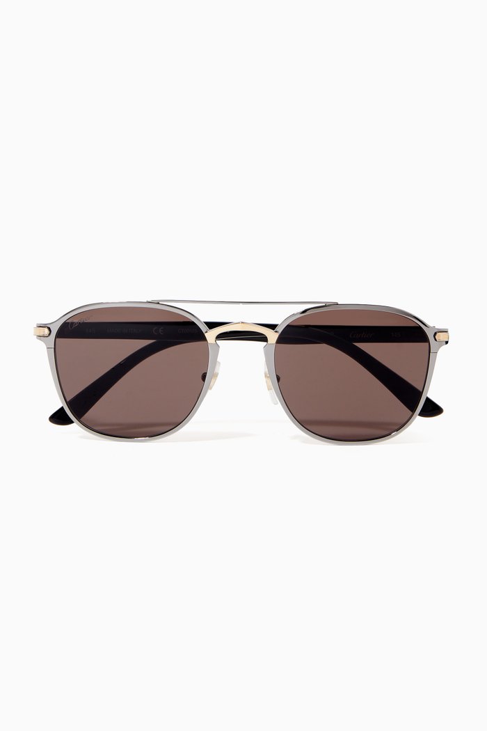 

C de Cartier Rectangular Sunglasses in Metal, Multicolour