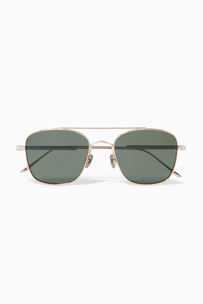

Square Frame Sunglasses in Metal, Gold