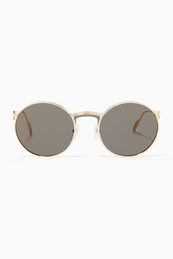 Première de Cartier Round Sunglasses, Gold