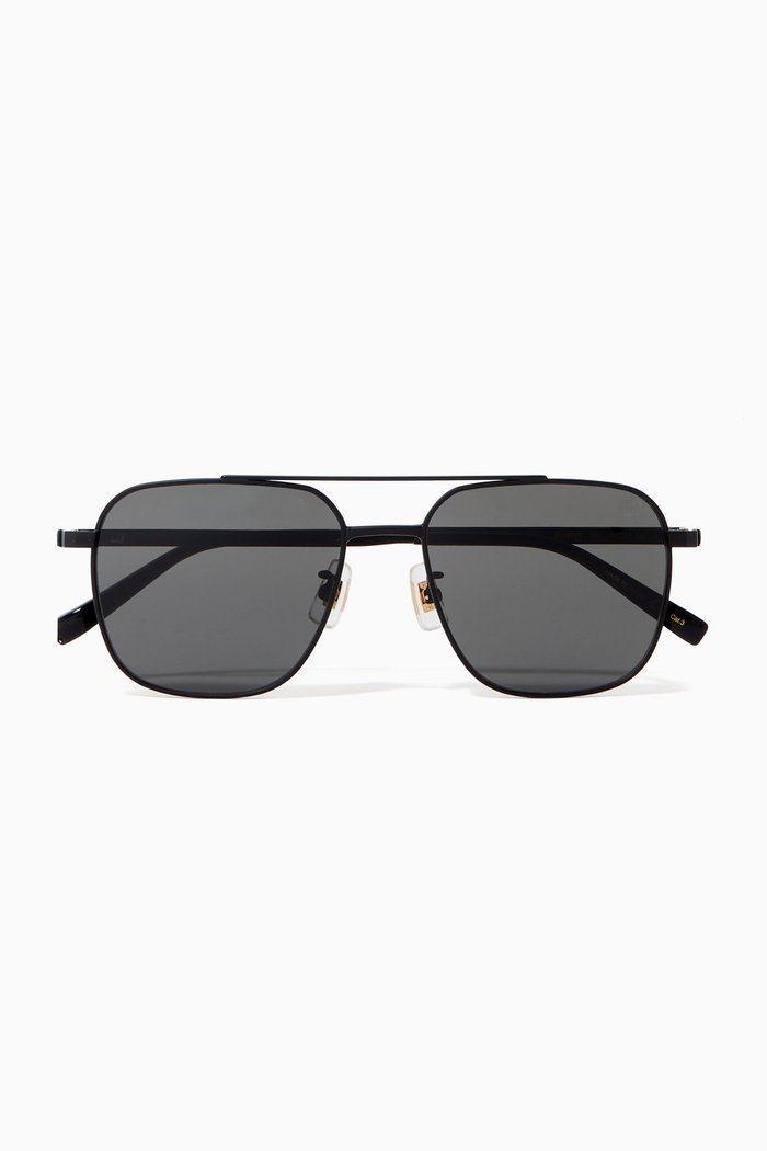 54 Square Sunglasses in Stainless Steel, Black