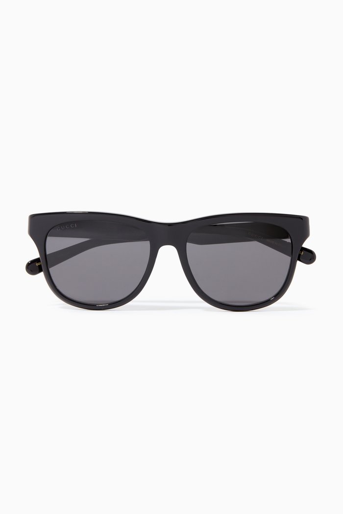 

D Frame Sunglasses in Acetate, Black