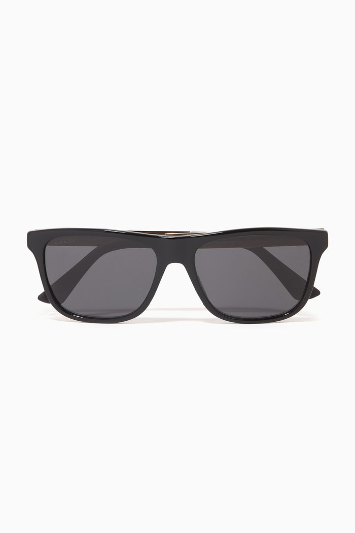

D Frame Sunglasses in Acetate, Black