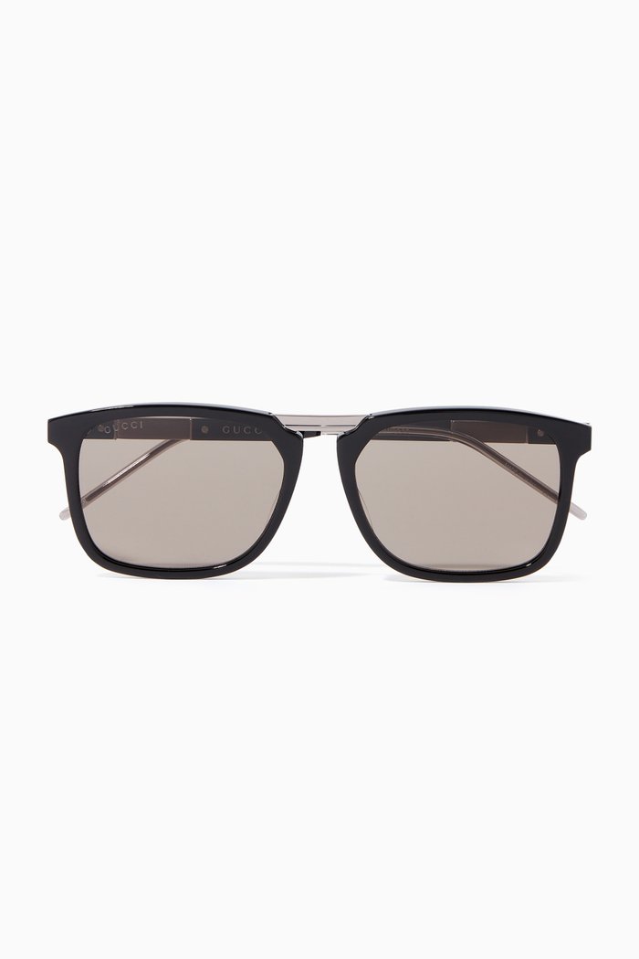 

D Frame Sunglasses in Acetate, Black