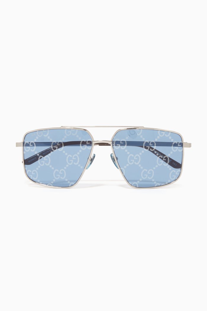 

Aviator Logo Sunglasses in Metal, Silver