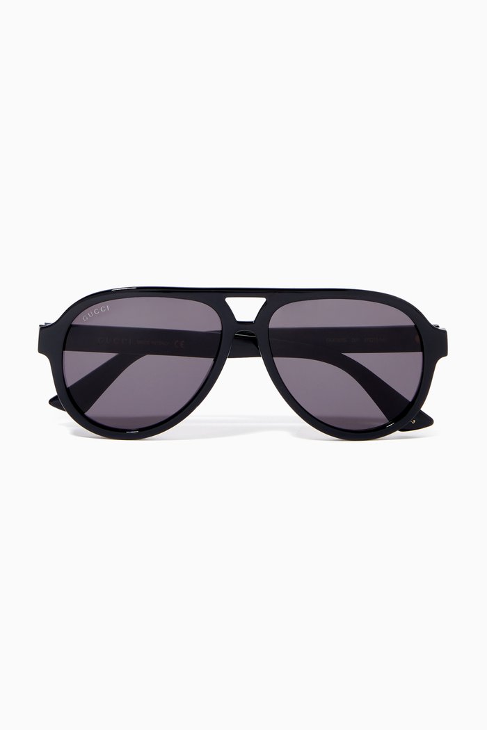 

Aviator Sunglasses in Acetate, Black