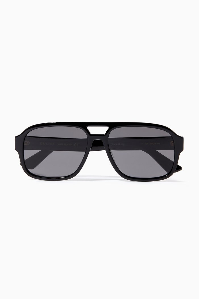 

D Frame Sunglasses in Acetate, Black