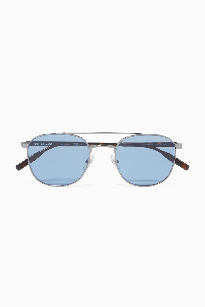 

D Frame Sunglasses in Metal, Silver