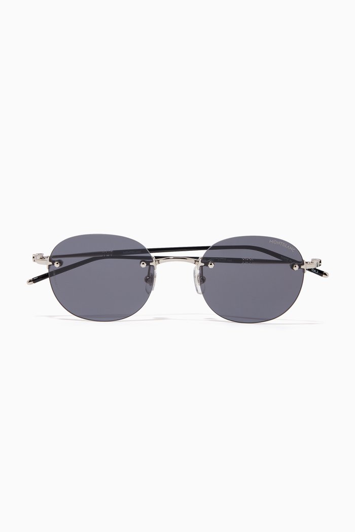 Frameless Round Sunglasses in Metal, Silver