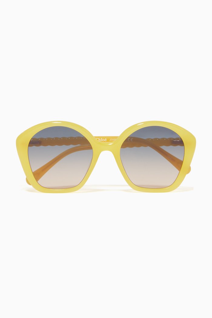 

Cat-eye Sunglasses in Acetate, Yellow