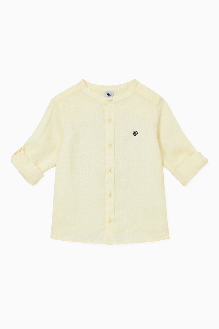 Turn-Up Shirt in Linen, Yellow