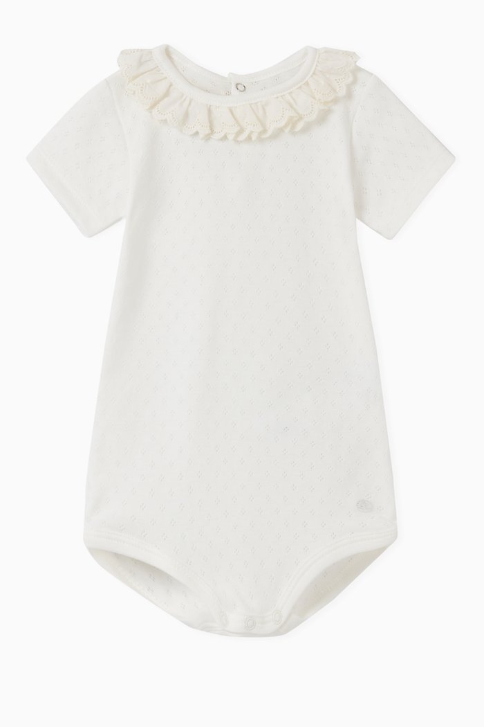 

Eyelet Embroidery Bodysuit in Cotton, White