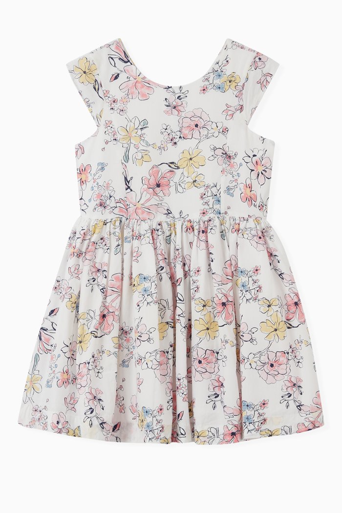 

Formal Floral Dress in Poplin, White