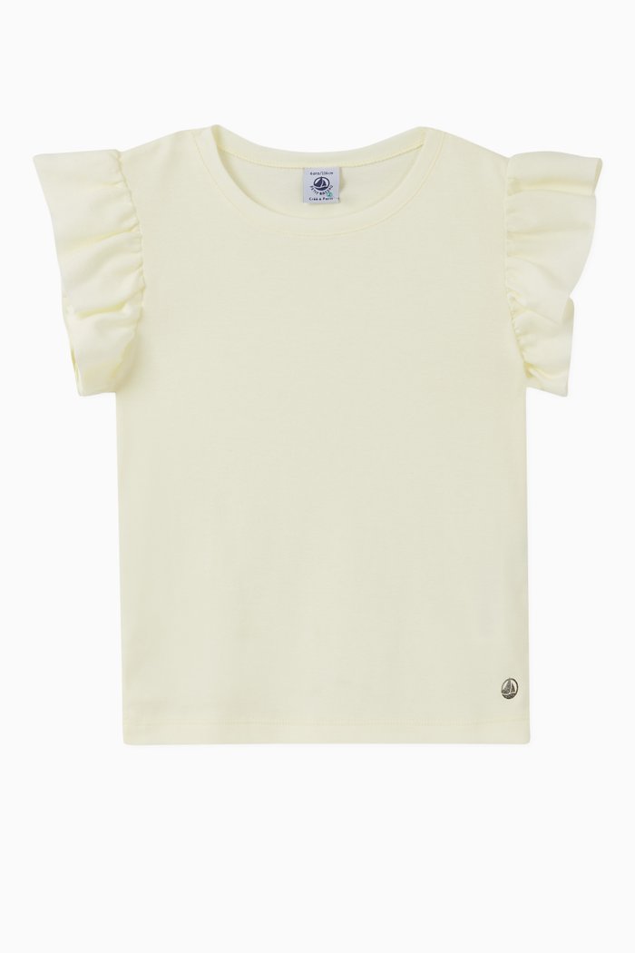 

Ruffle T-shirt in Cotton, Yellow