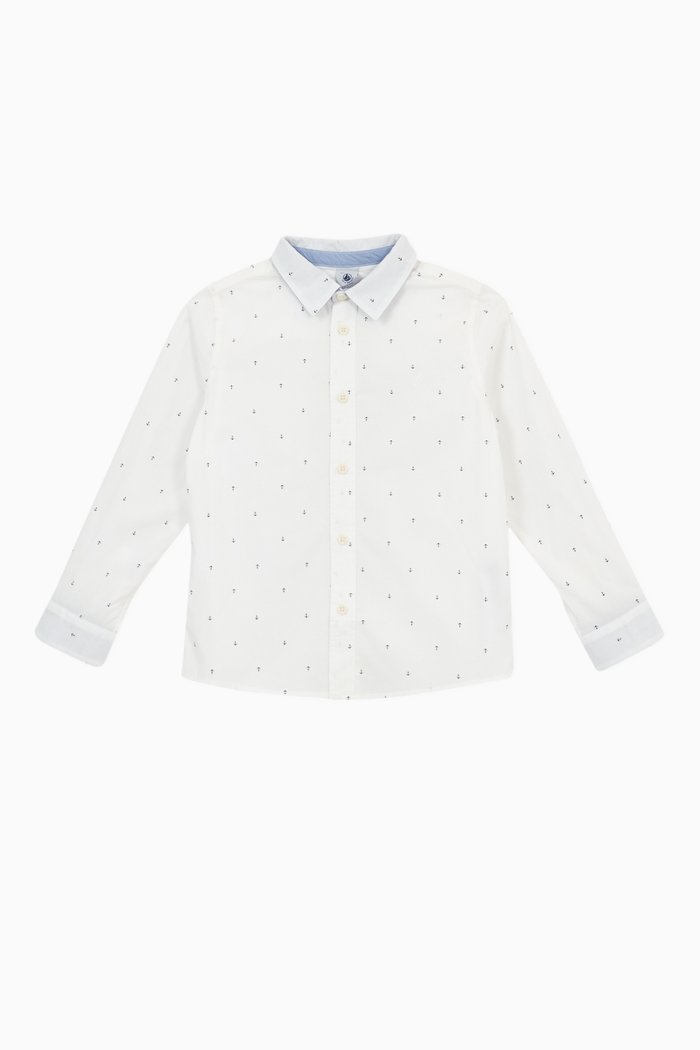 

Anchor Print Shirt in Cotton, White