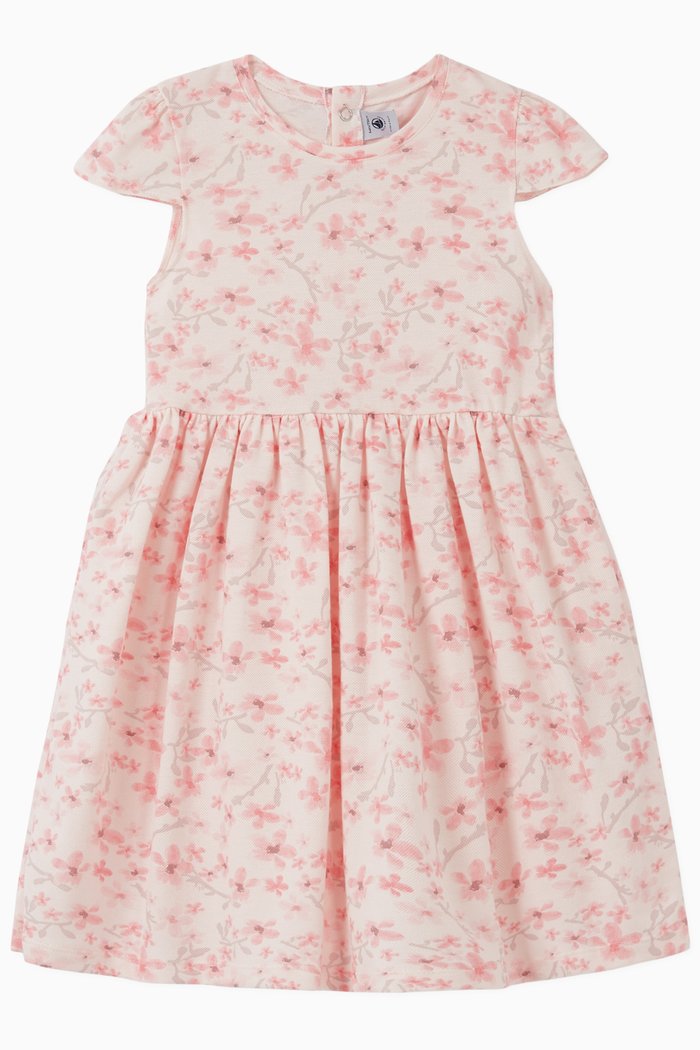 

Formal Jersey Pique Dress in Cotton, Pink